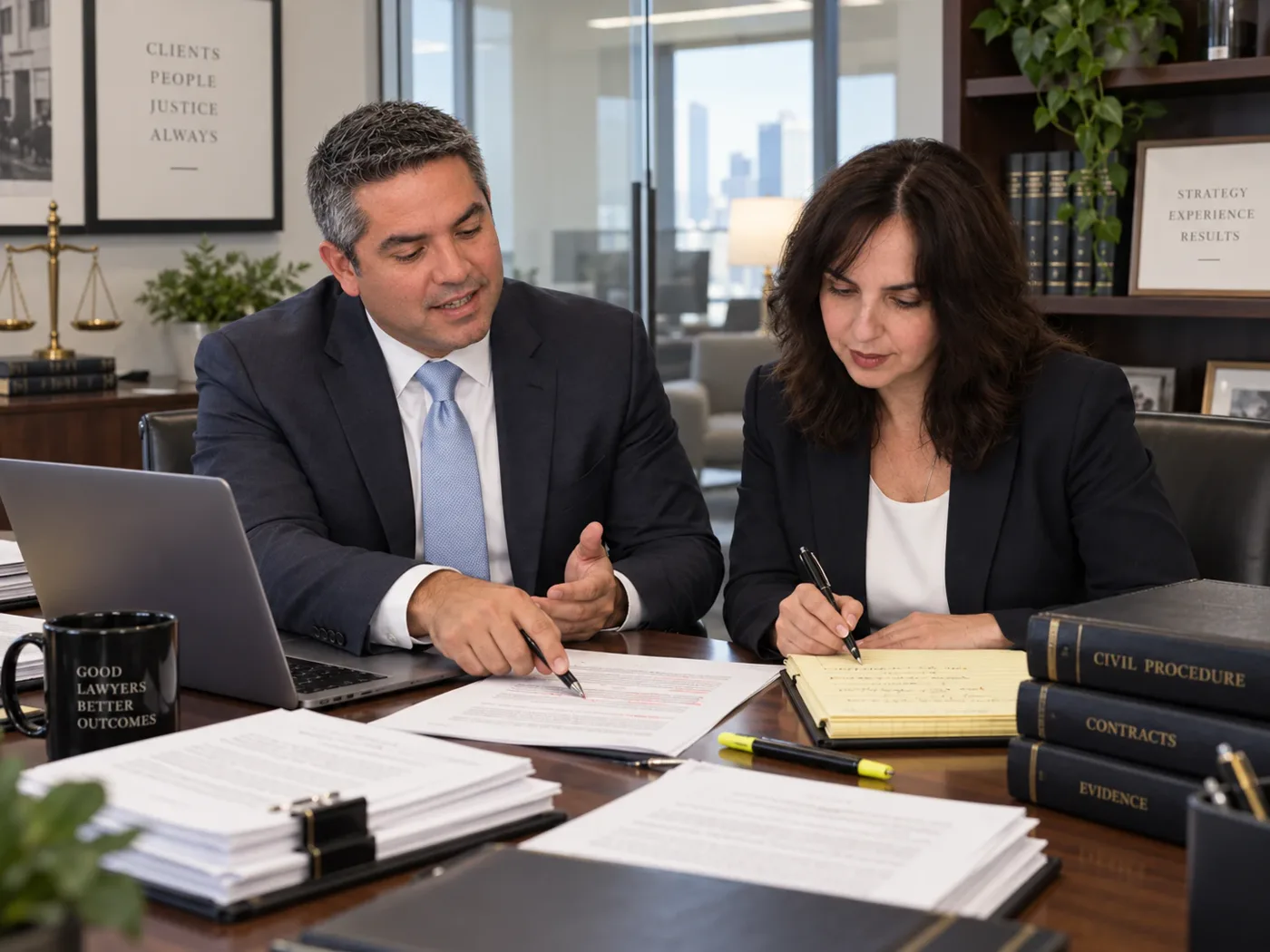 Francisco Touron and Alicia Carazo reviewing case documents